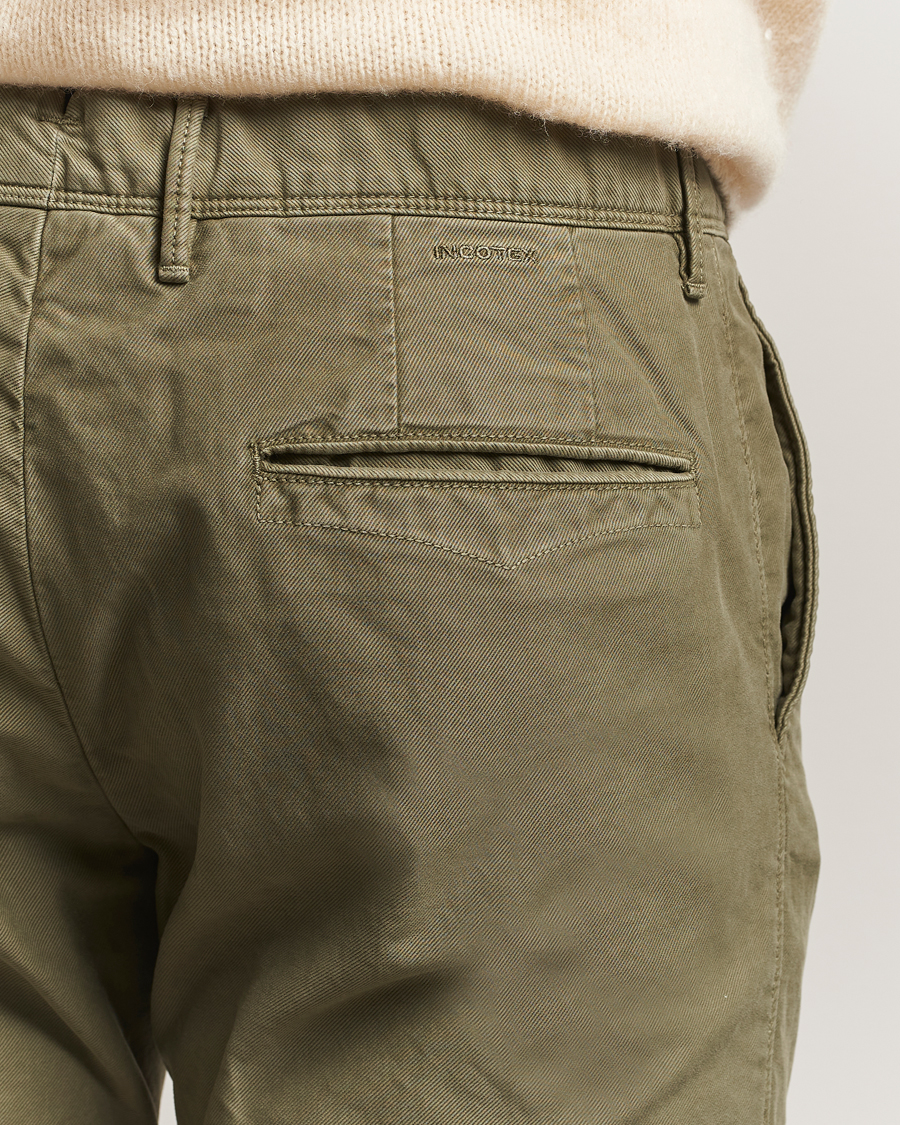Heren | Broeken | Incotex | Slim Fit Garment Dyed Slacks Green