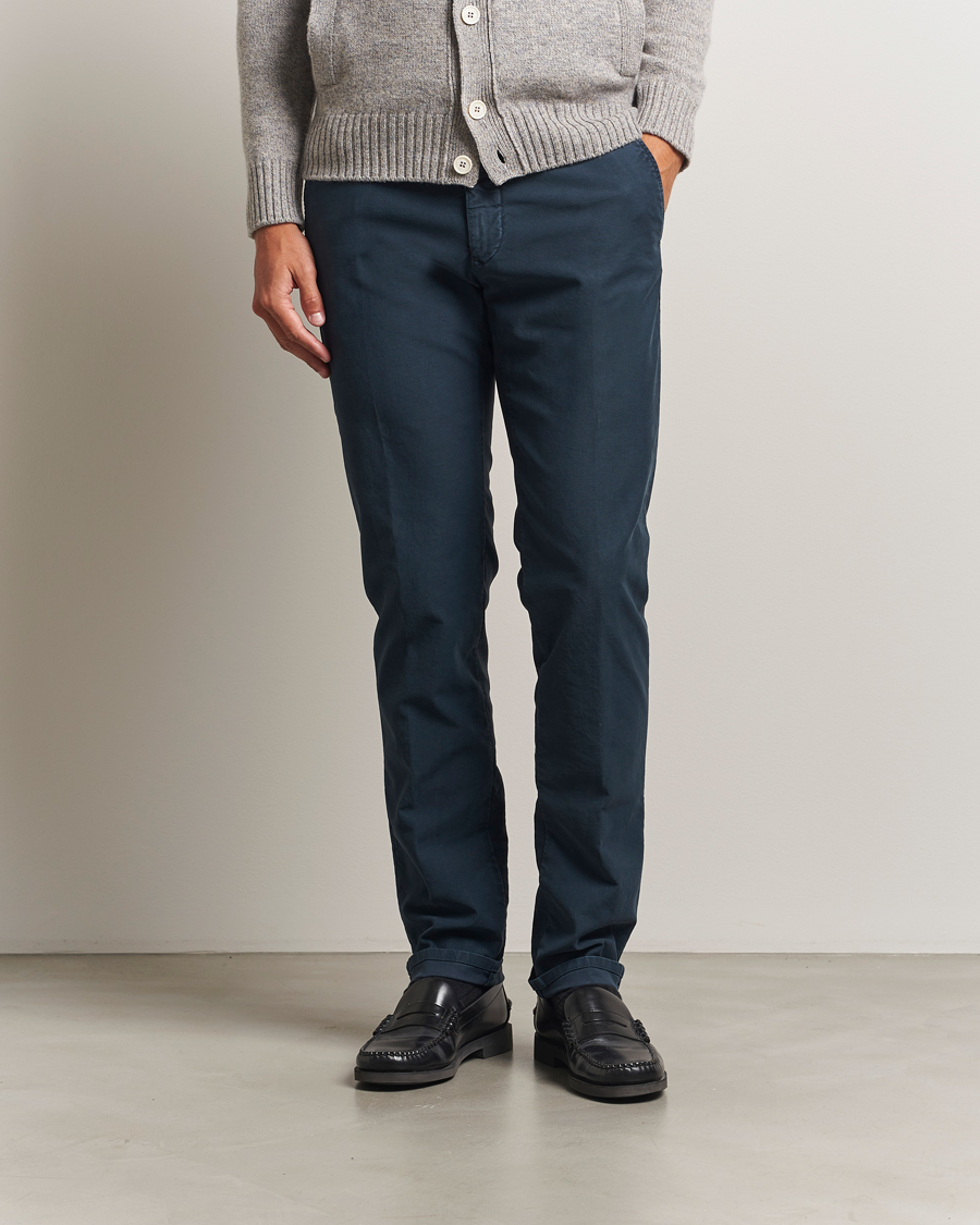 Heren | Broeken | Incotex | Slim Fit Garment Dyed Slacks Navy