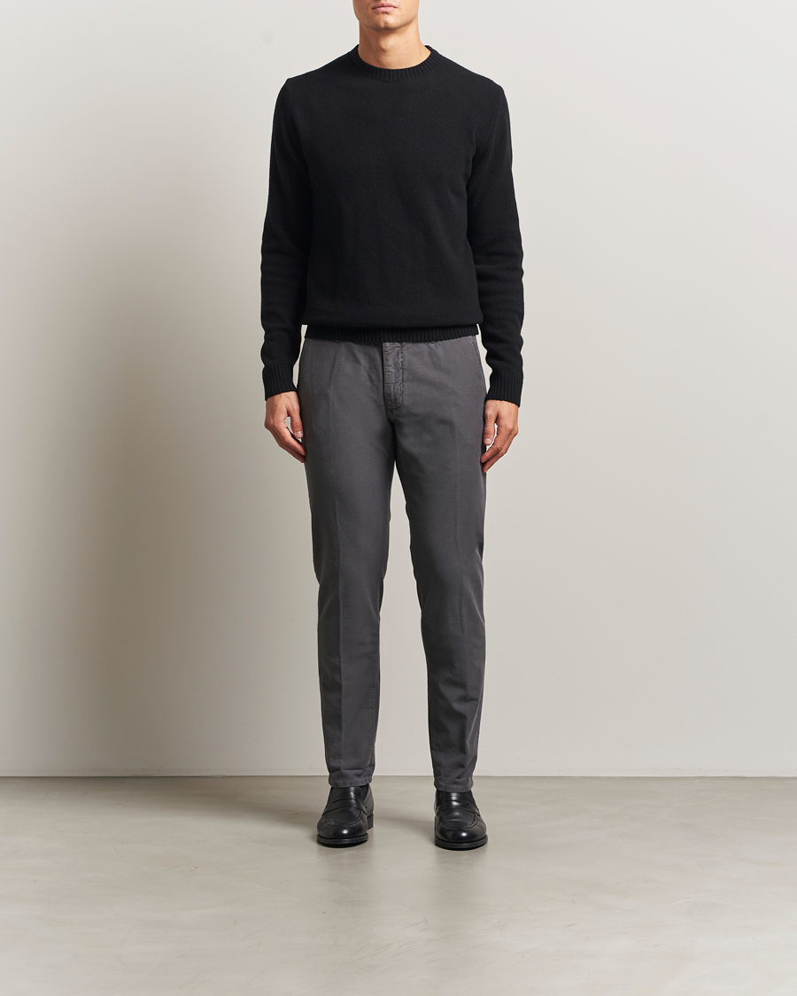 Heren | Broeken | Incotex | Slim Fit Garment Dyed Slacks Dark Grey