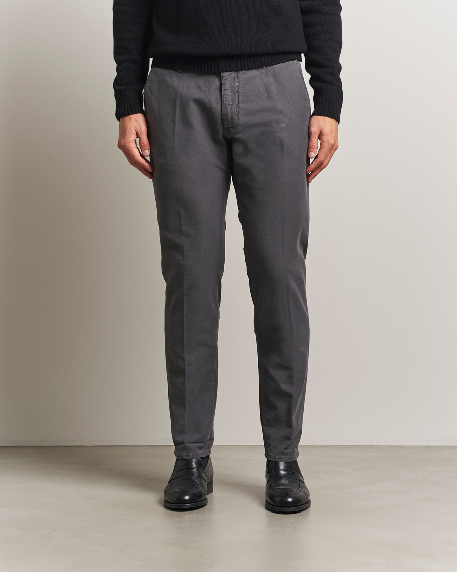 Heren | Broeken | Incotex | Slim Fit Garment Dyed Slacks Dark Grey
