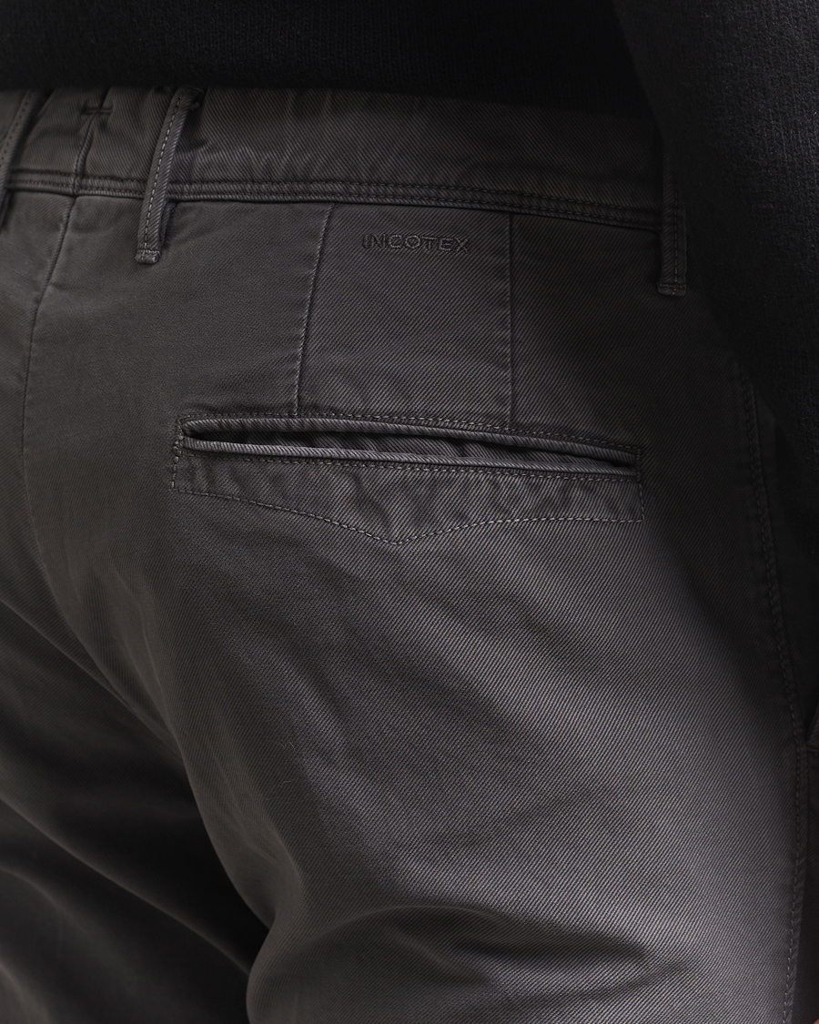 Heren | Broeken | Incotex | Slim Fit Garment Dyed Slacks Dark Grey