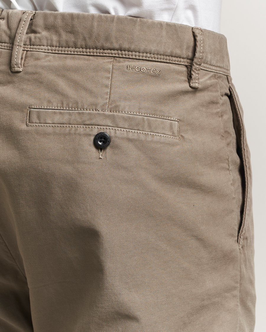 Heren | Broeken | Incotex | Regular Fit Garment Dyed Slacks Taupe