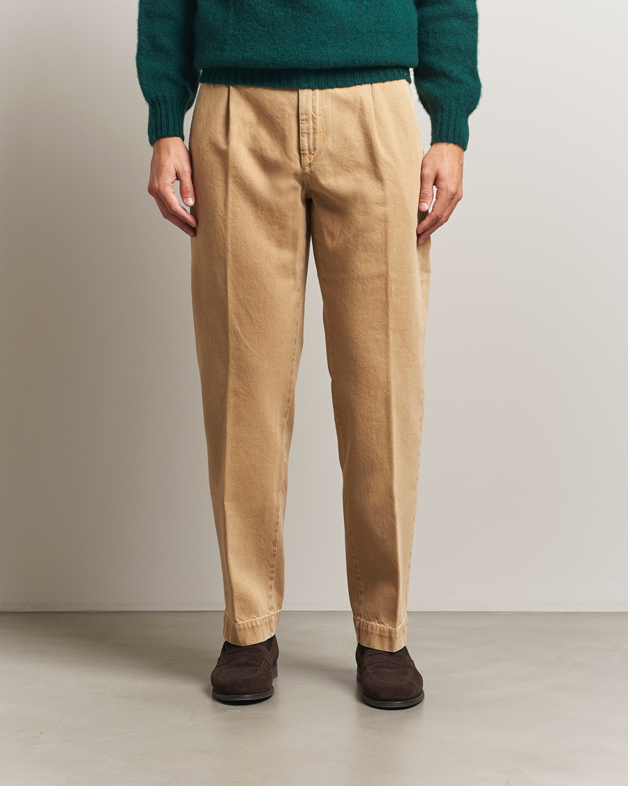 Heren | Broeken | Incotex | Regular Fit Bull Denim Slacks Beige