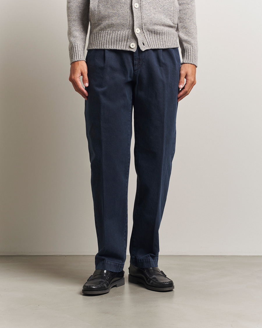 Heren | Broeken | Incotex | Regular Fit Bull Denim Slacks Navy