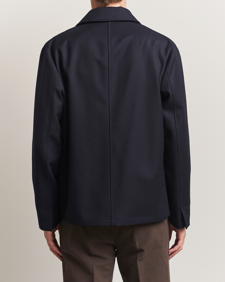 Heren | Jassen | Incotex | Wool Cover Shirt Jacket Navy