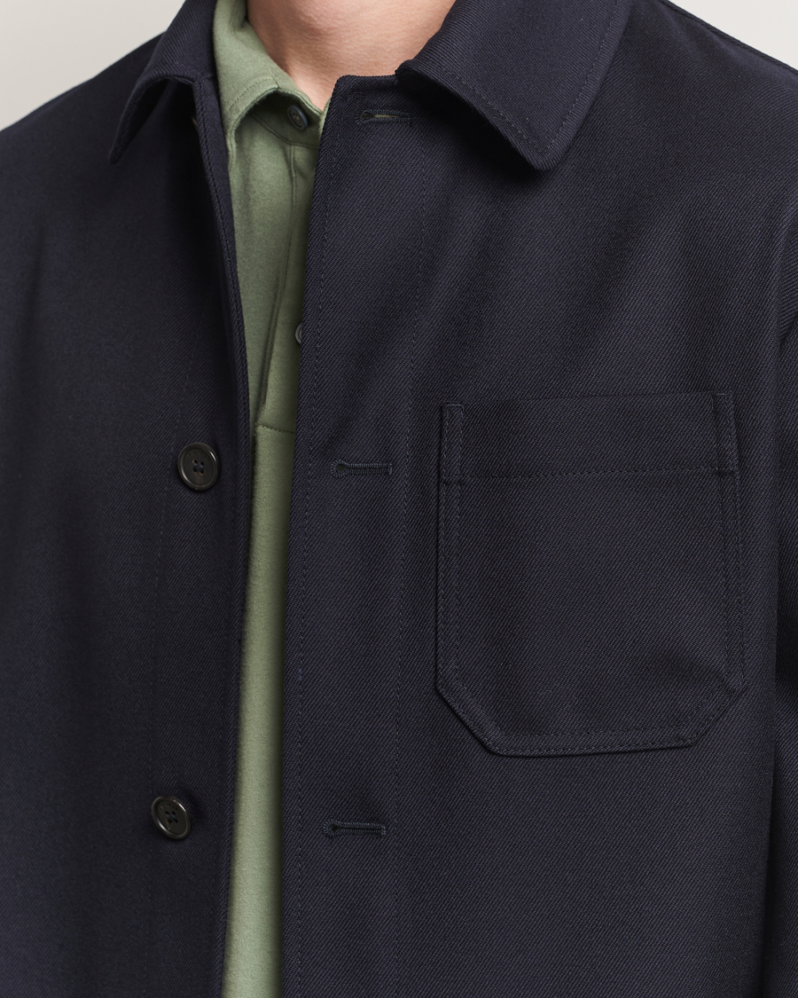 Heren | Jassen | Incotex | Wool Cover Shirt Jacket Navy