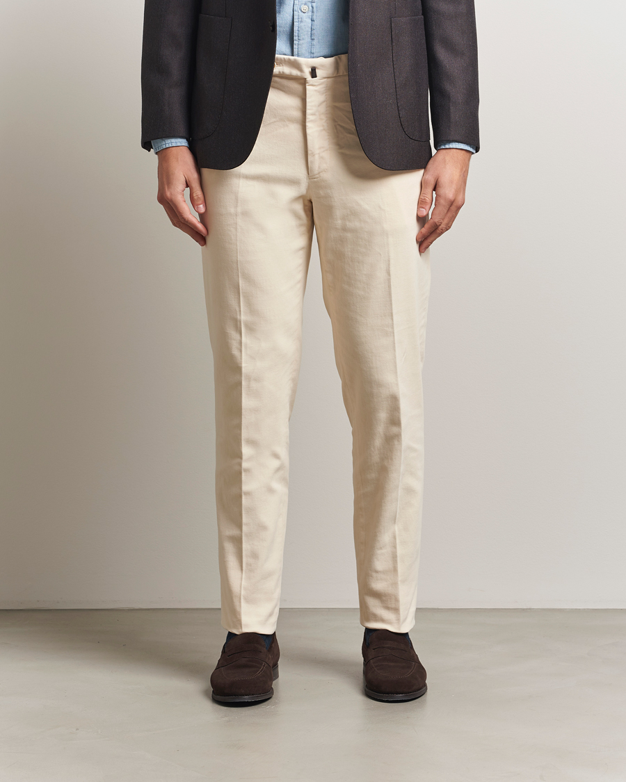 Heren | Broeken | Incotex | Regular Fit Moleskine Trousers Off White