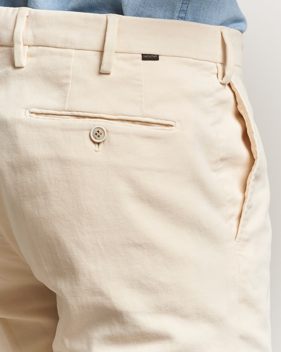 Heren | Broeken | Incotex | Regular Fit Moleskine Trousers Off White