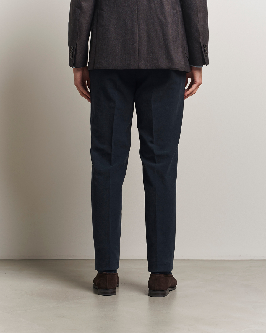 Heren | Broeken | Incotex | Regular Fit Moleskine Trousers Navy