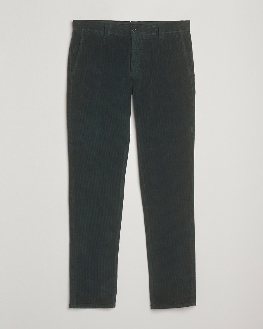 Heren | Broeken | Incotex | Slim Fit Leisure Cord Slacks Dark Green