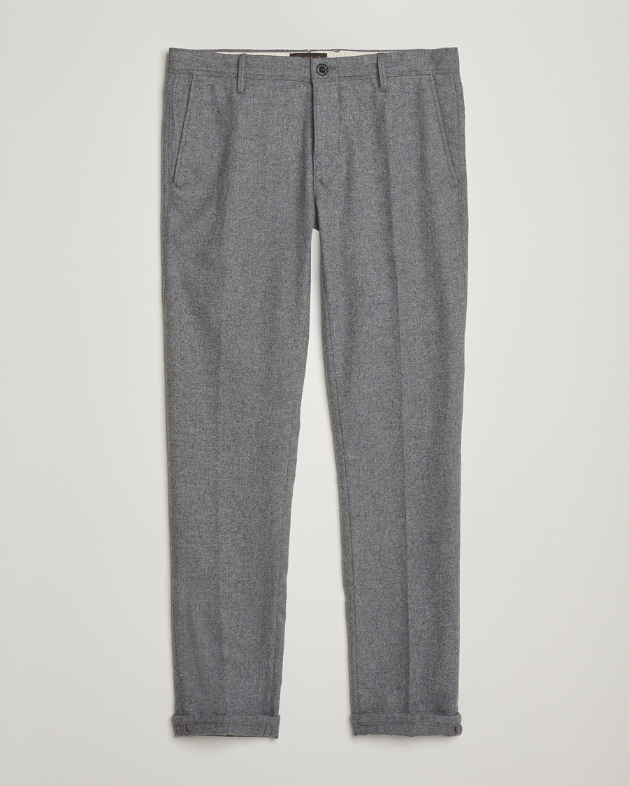 Heren | Broeken | Incotex | Slim Fit Washed Flannel Slacks Light Grey