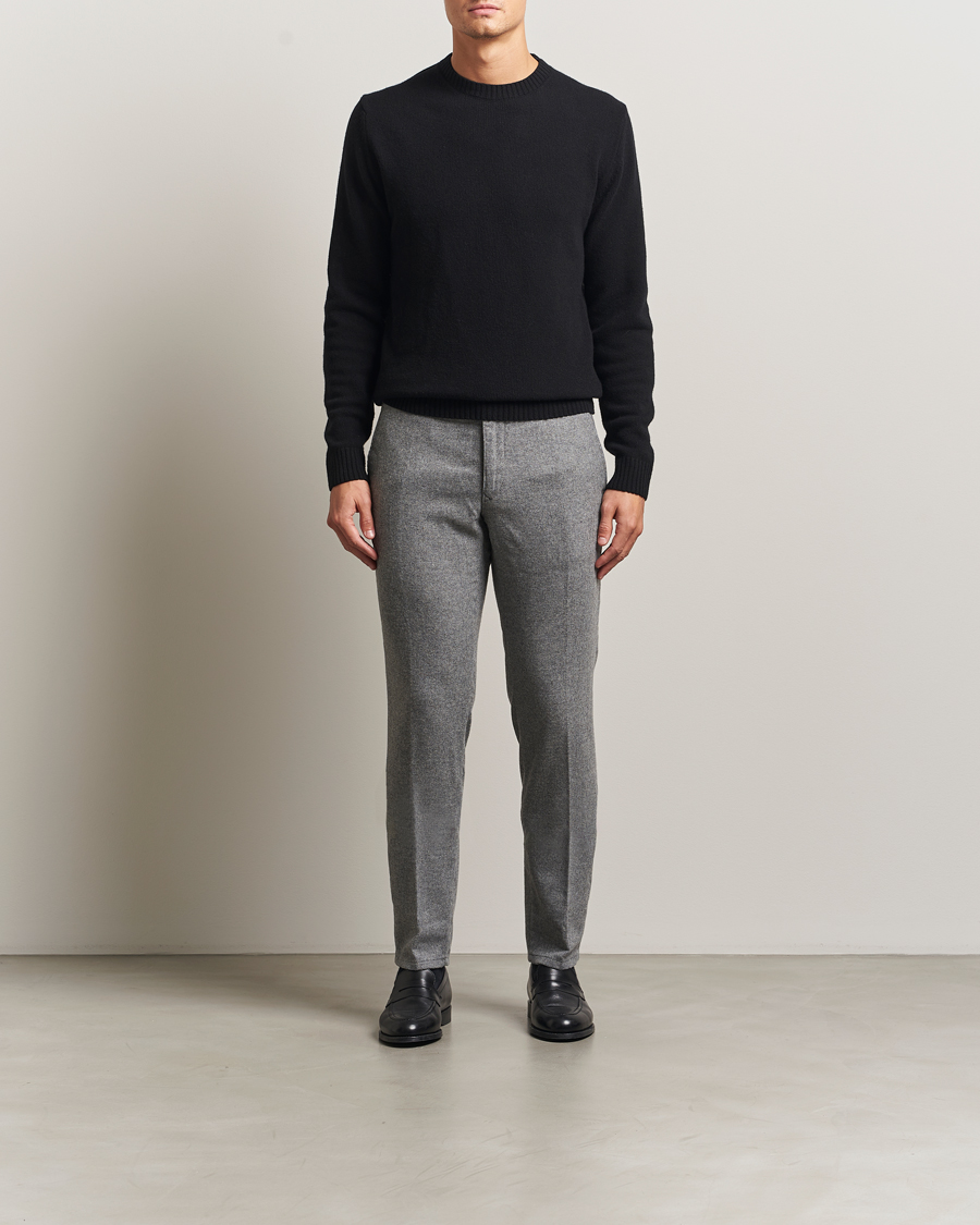 Heren | Broeken | Incotex | Slim Fit Washed Flannel Slacks Light Grey