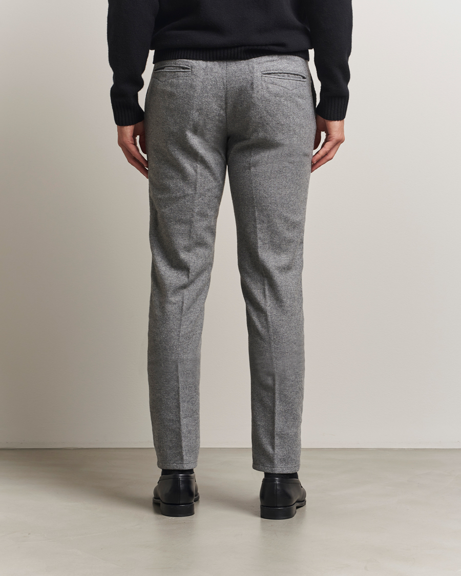 Heren | Broeken | Incotex | Slim Fit Washed Flannel Slacks Light Grey