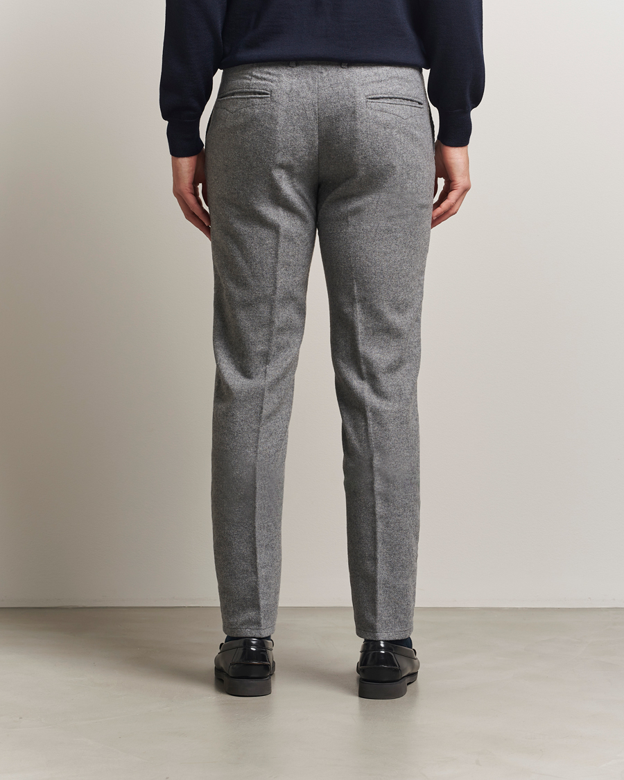 Heren | Broeken | Incotex | Slim Fit Washed Flannel Slacks Light Grey