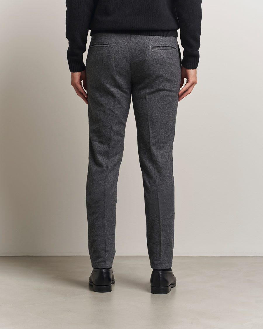 Heren | Broeken | Incotex | Slim Fit Washed Flannel Slacks Grey Melange