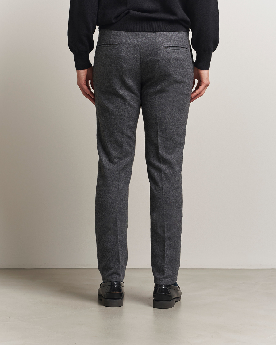 Heren | Broeken | Incotex | Slim Fit Washed Flannel Slacks Grey Melange