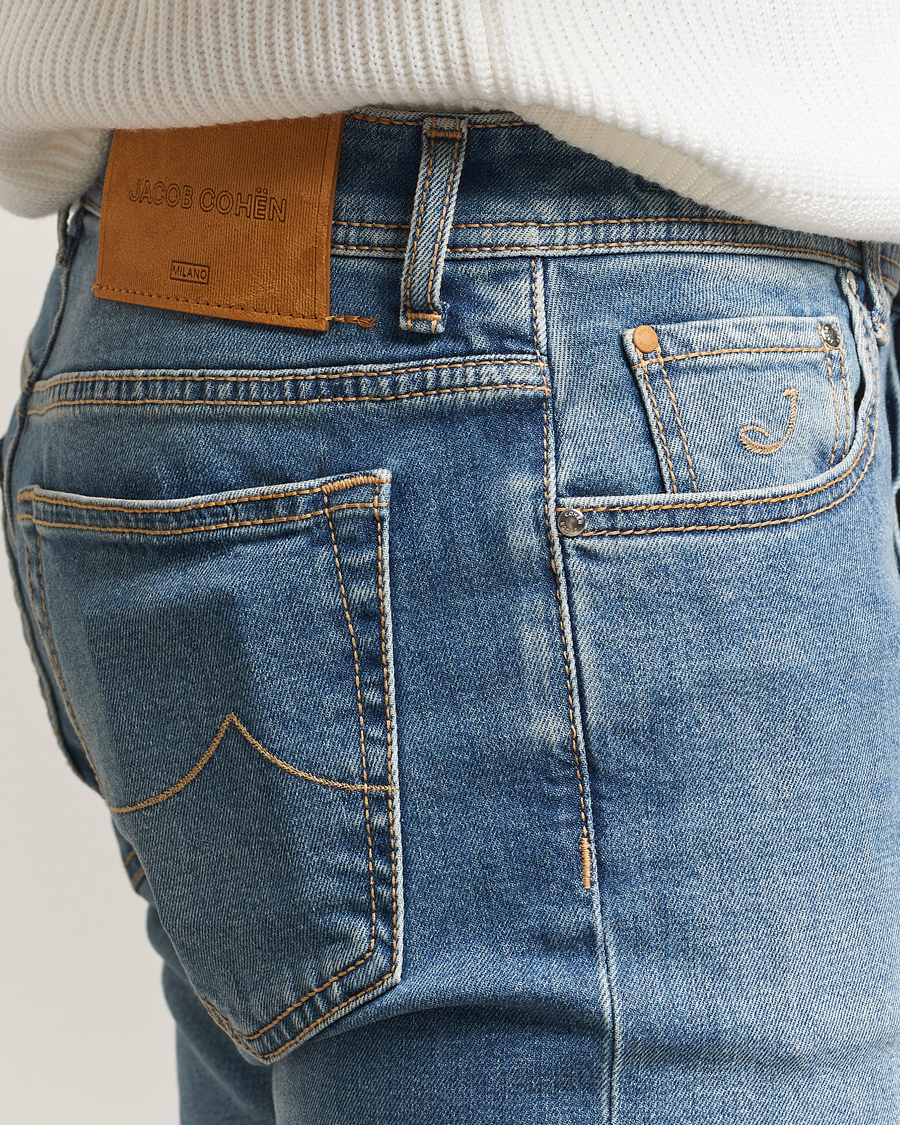 Heren | Jeans | Jacob Cohën | Bard Slim Fit Stretch Jeans Light Blue