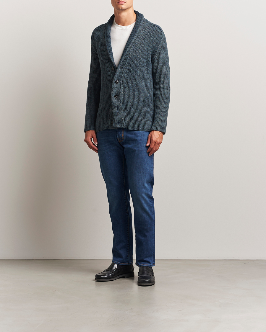 Heren | Jeans | Jacob Cohën | Bard Slim Fit Stretch Jeans Mid Blue