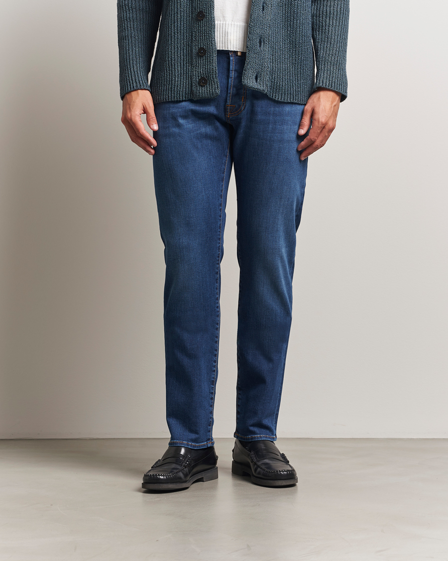Heren | Jeans | Jacob Cohën | Bard Slim Fit Stretch Jeans Mid Blue