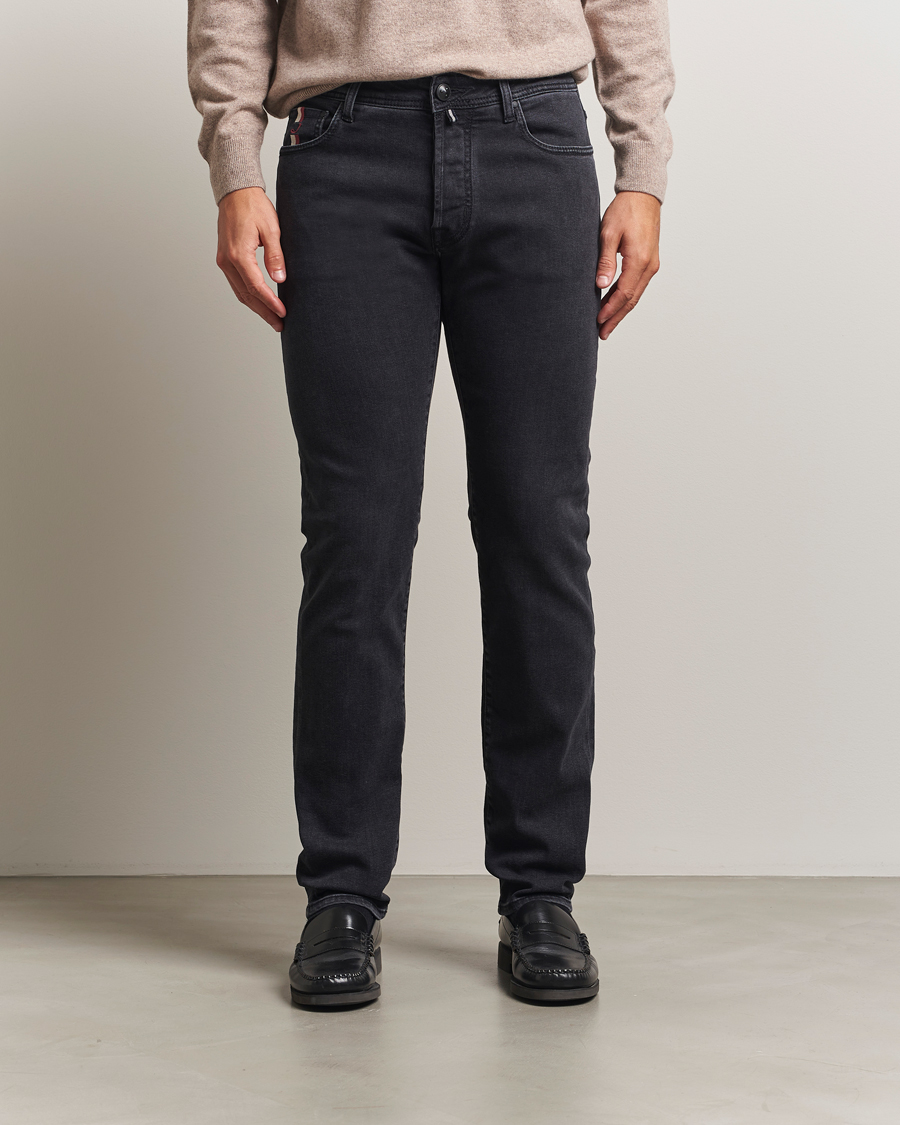 Heren | Jeans | Jacob Cohën | Bard Slim Fit Luxury Patch Stretch Jeans Dark Grey