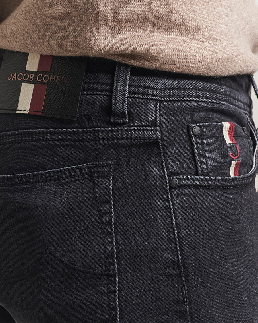 Heren | Jeans | Jacob Cohën | Bard Slim Fit Luxury Patch Stretch Jeans Dark Grey