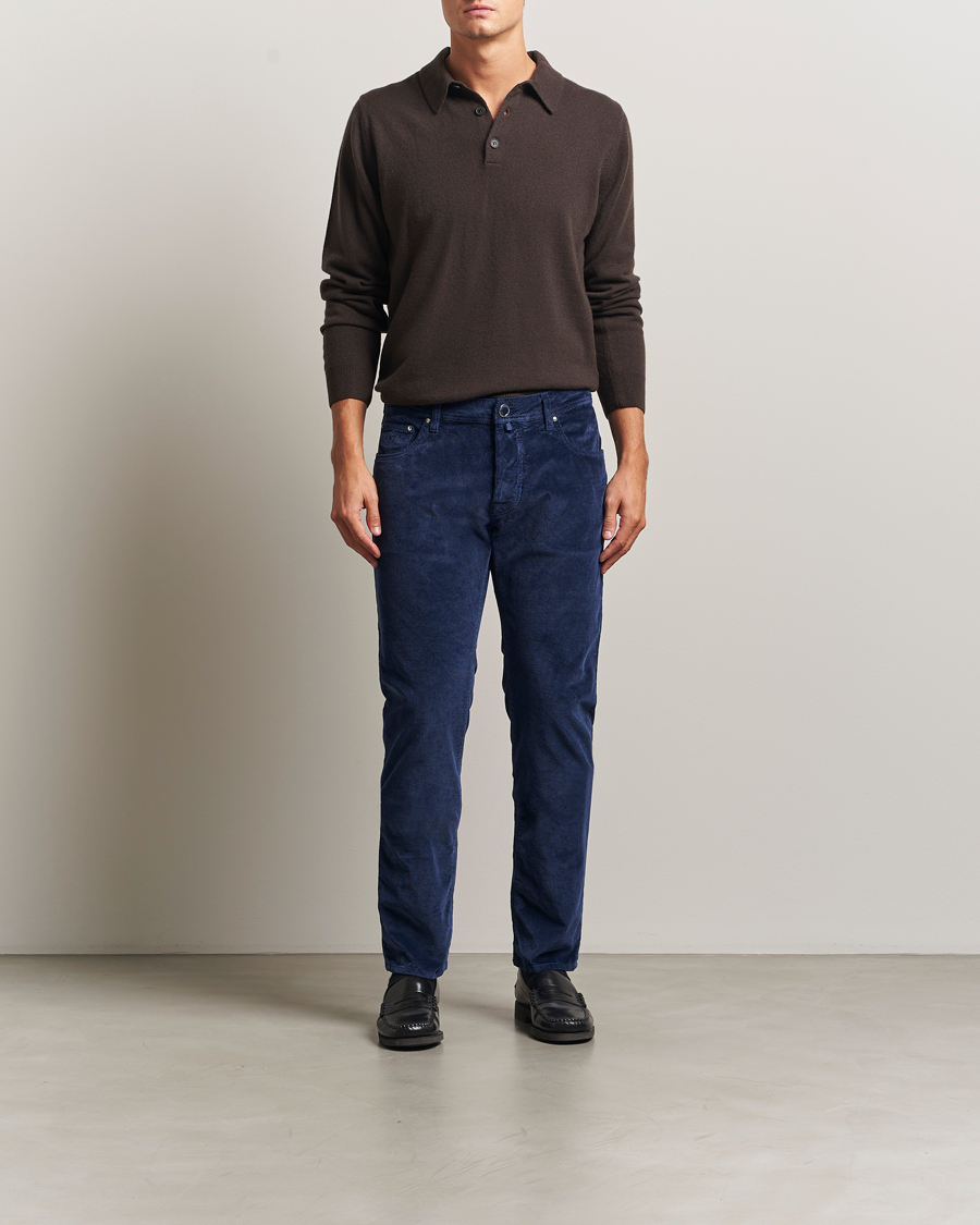 Heren | Broeken | Jacob Cohën | Bard 5-Pocket Medium Corduroy Trousers Dark Blue