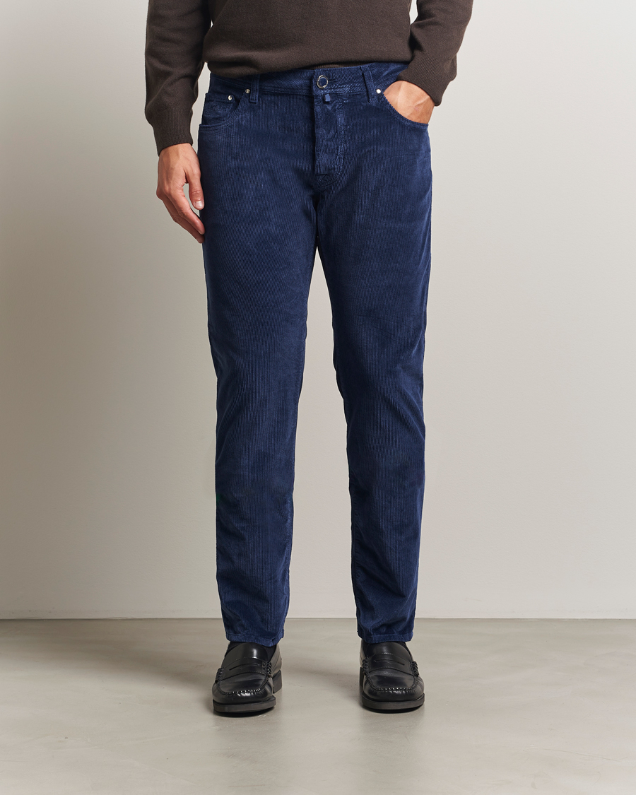 Heren | Broeken | Jacob Cohën | Bard 5-Pocket Medium Corduroy Trousers Dark Blue