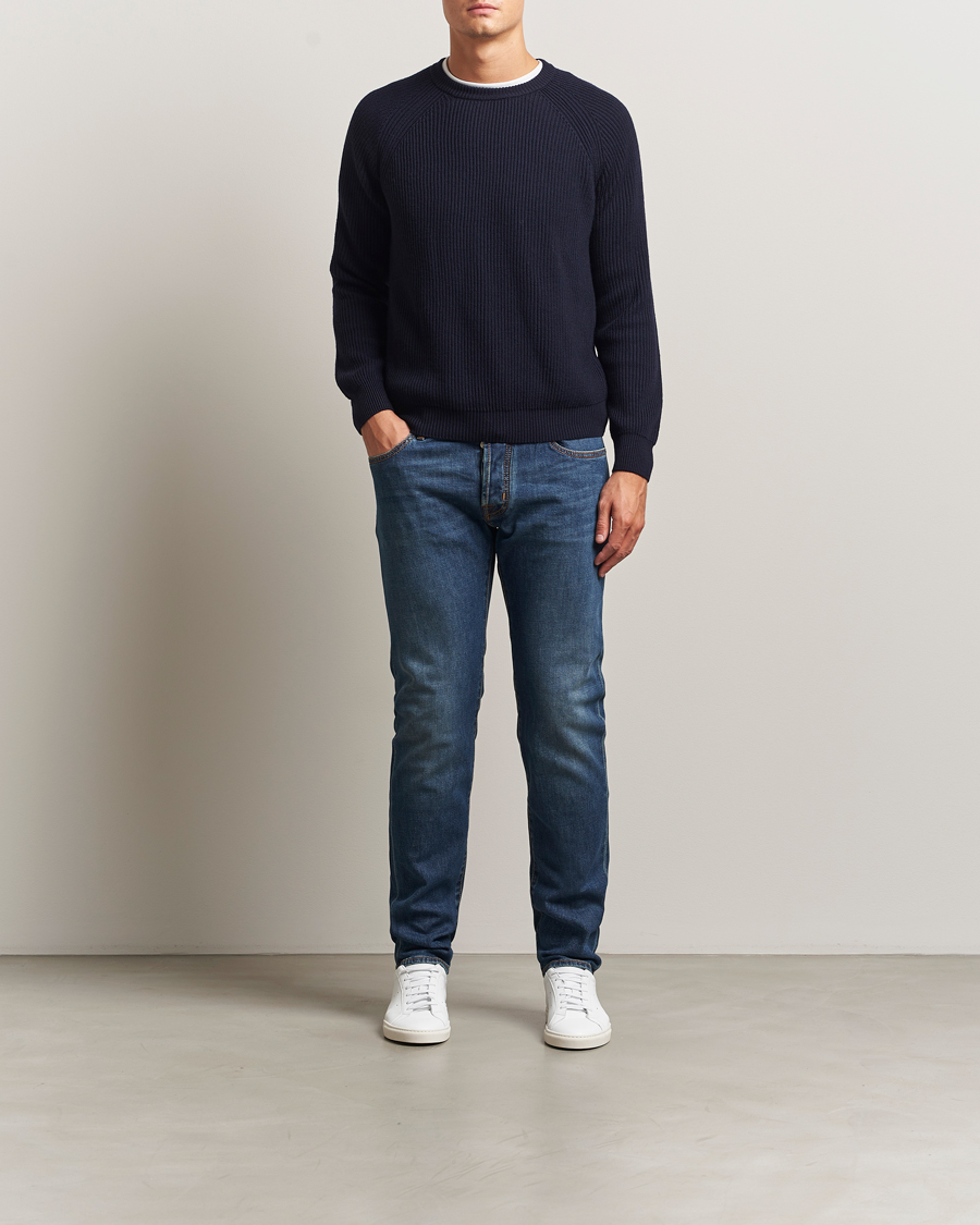 Heren | Jeans | Jacob Cohën | Bard Milano-Cortina Slim Fit Stretch Jeans Mid Blue
