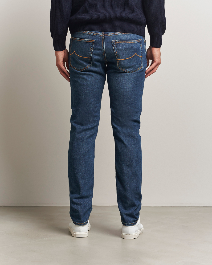 Heren | Jeans | Jacob Cohën | Bard Milano-Cortina Slim Fit Stretch Jeans Mid Blue