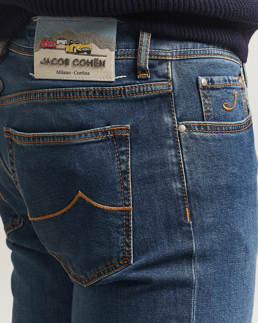 Heren | Jeans | Jacob Cohën | Bard Milano-Cortina Slim Fit Stretch Jeans Mid Blue