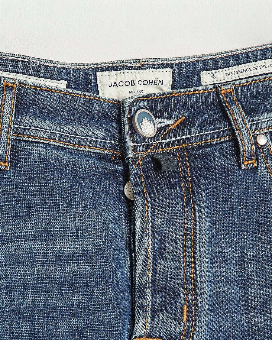 Heren | Jeans | Jacob Cohën | Bard Milano-Cortina Slim Fit Stretch Jeans Mid Blue