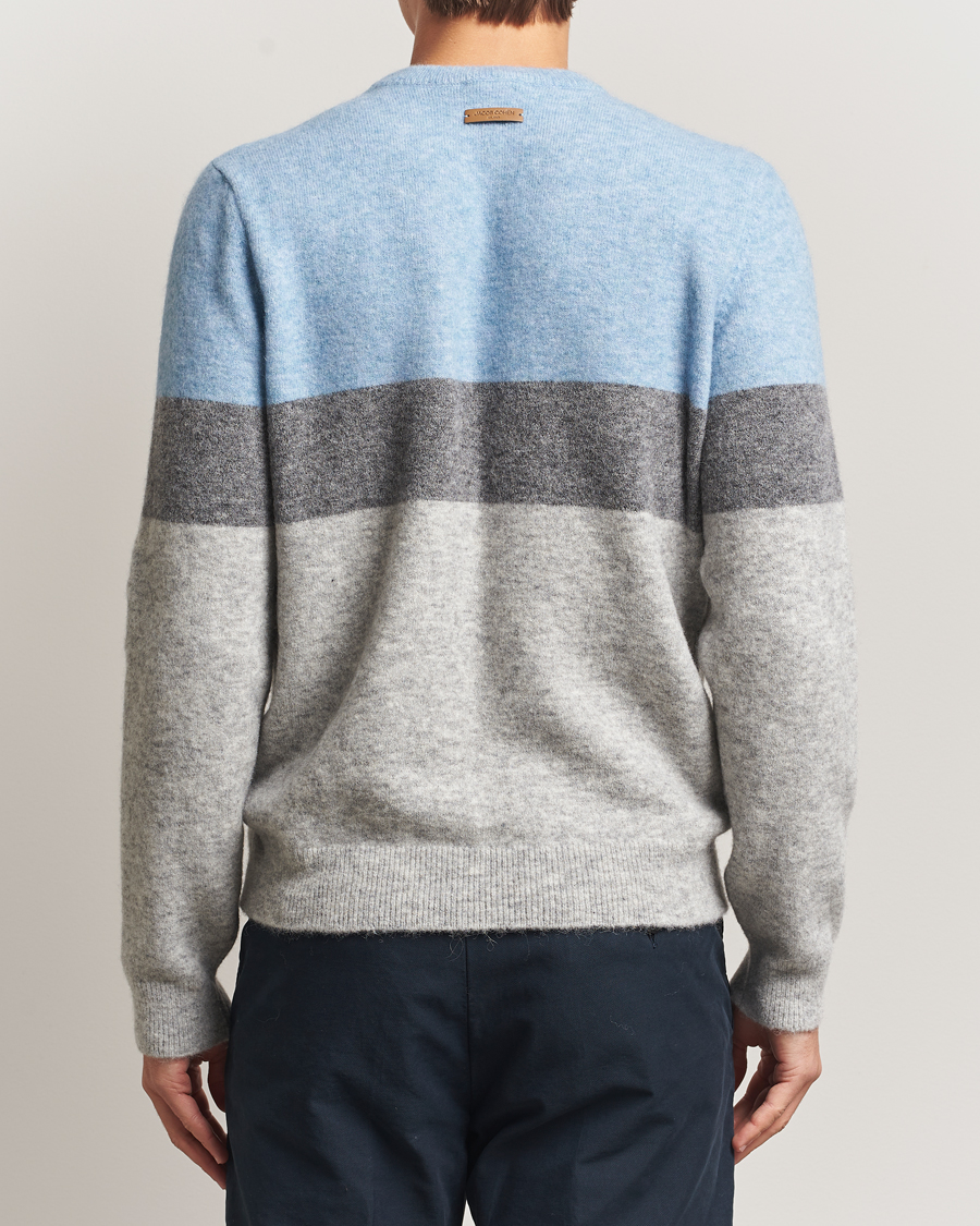 Heren | Truien | Jacob Cohën | Embroidery Knitted Milano-Cortina Crew Neck Grey/Blue