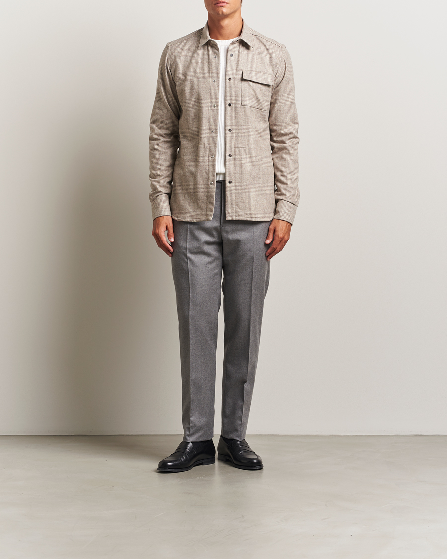Heren | Overhemden | Kiton | Wool Check Overshirt Light Beige