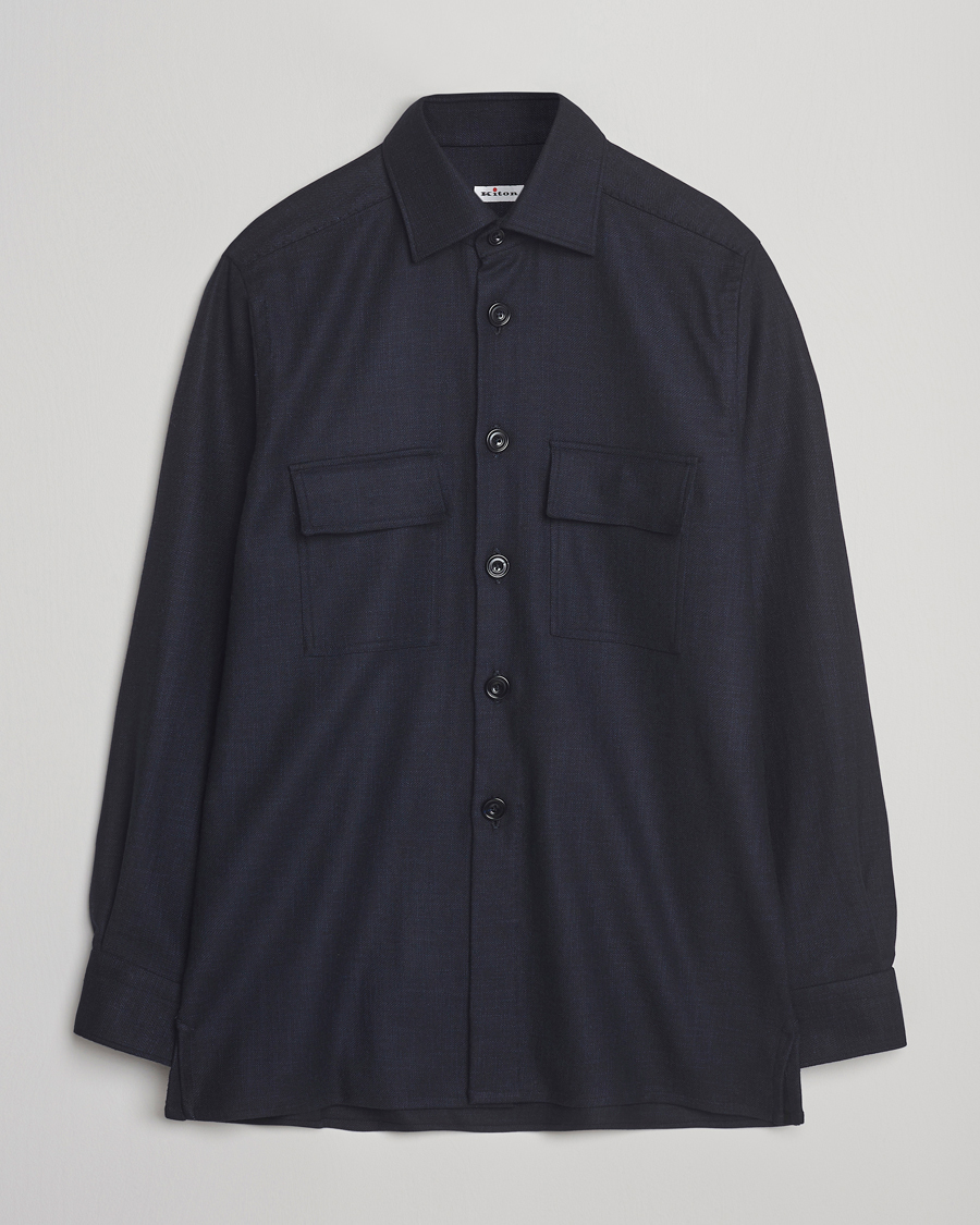Heren | Overhemden | Kiton | Wool Overshirt Navy