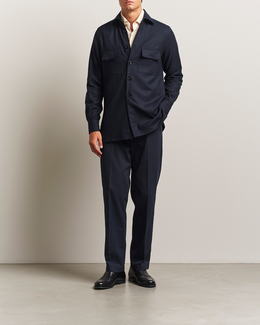 Heren | Overhemden | Kiton | Wool Overshirt Navy