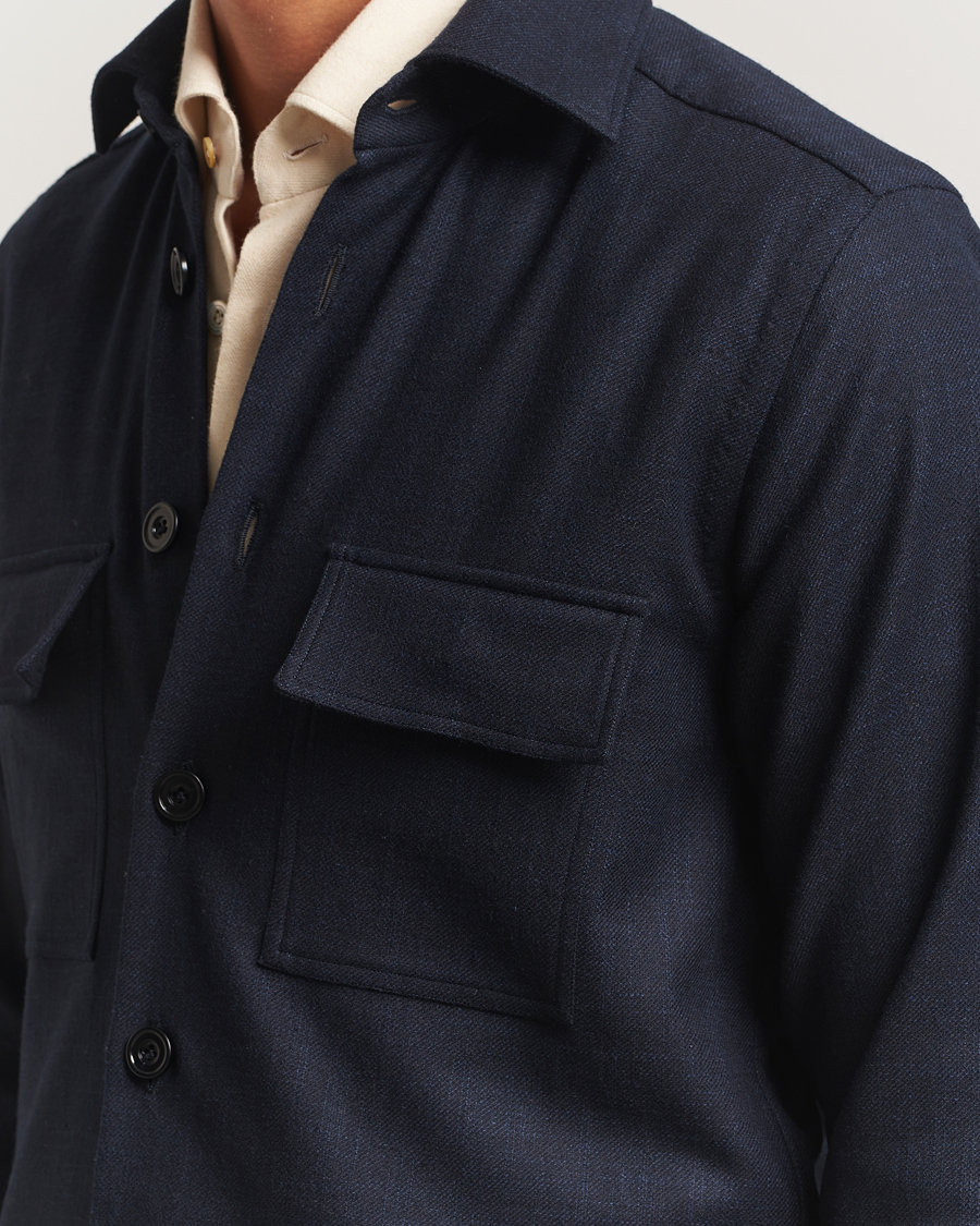 Heren | Overhemden | Kiton | Wool Overshirt Navy