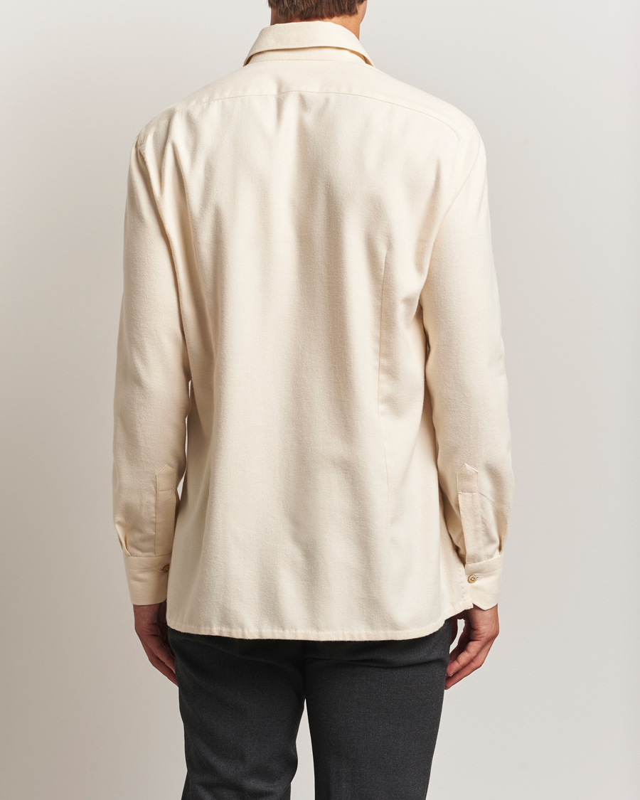 Heren | Overhemden | Kiton | Cotton Flannel Sport Shirt Cream