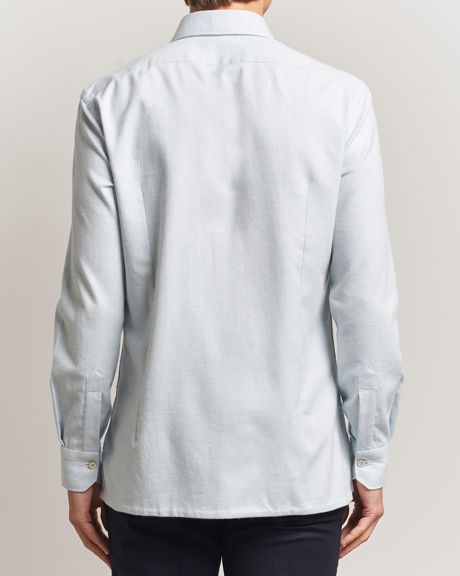 Heren | Overhemden | Kiton | Cotton Flannel Sport Shirt Light Blue