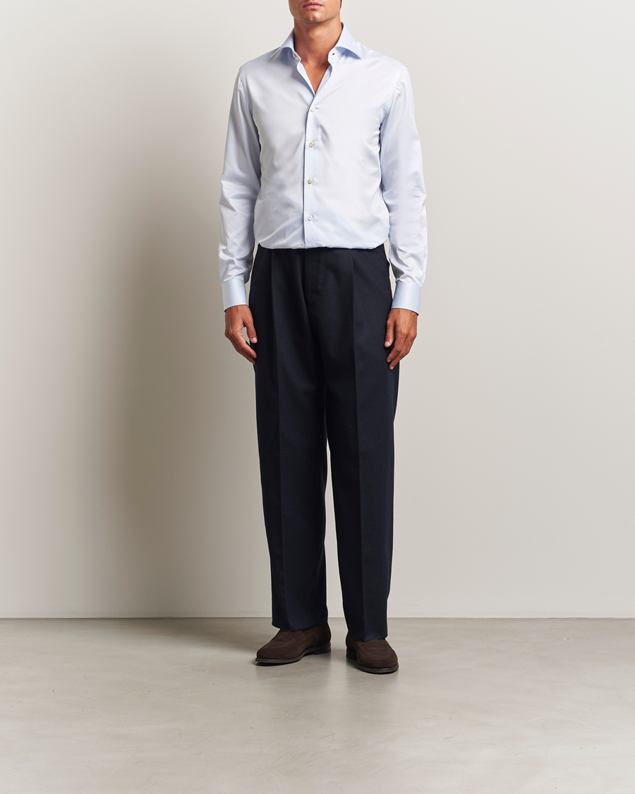 Heren | Overhemden | Kiton | Cotton Dress Shirt Light Blue