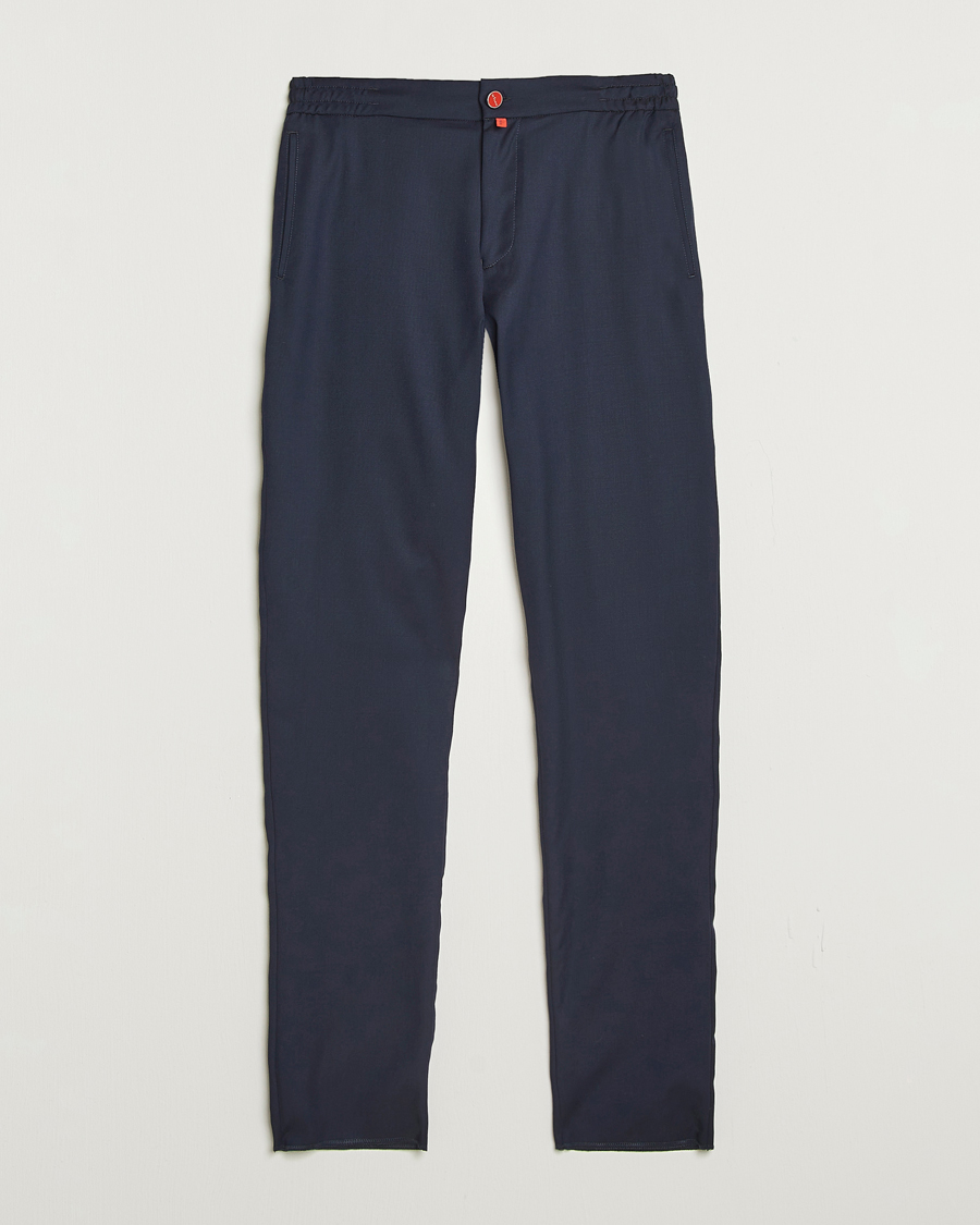 Heren | Broeken | Kiton | Wool Stretch Drawstring Pants Navy