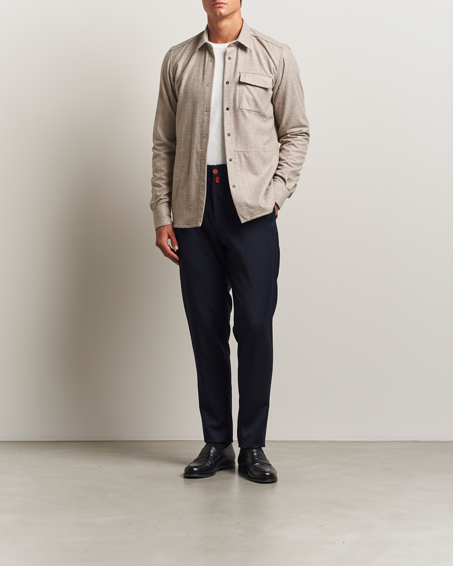 Heren | Broeken | Kiton | Wool Stretch Drawstring Pants Navy
