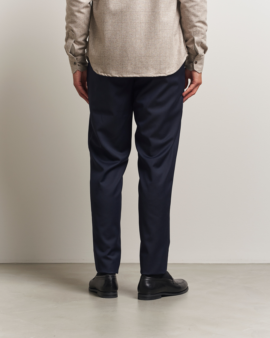 Heren | Broeken | Kiton | Wool Stretch Drawstring Pants Navy
