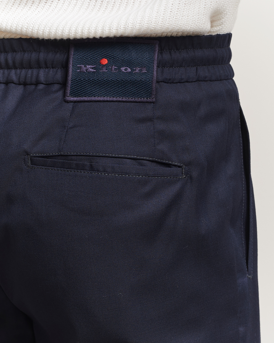 Heren | Broeken | Kiton | Wool Stretch Drawstring Pants Navy