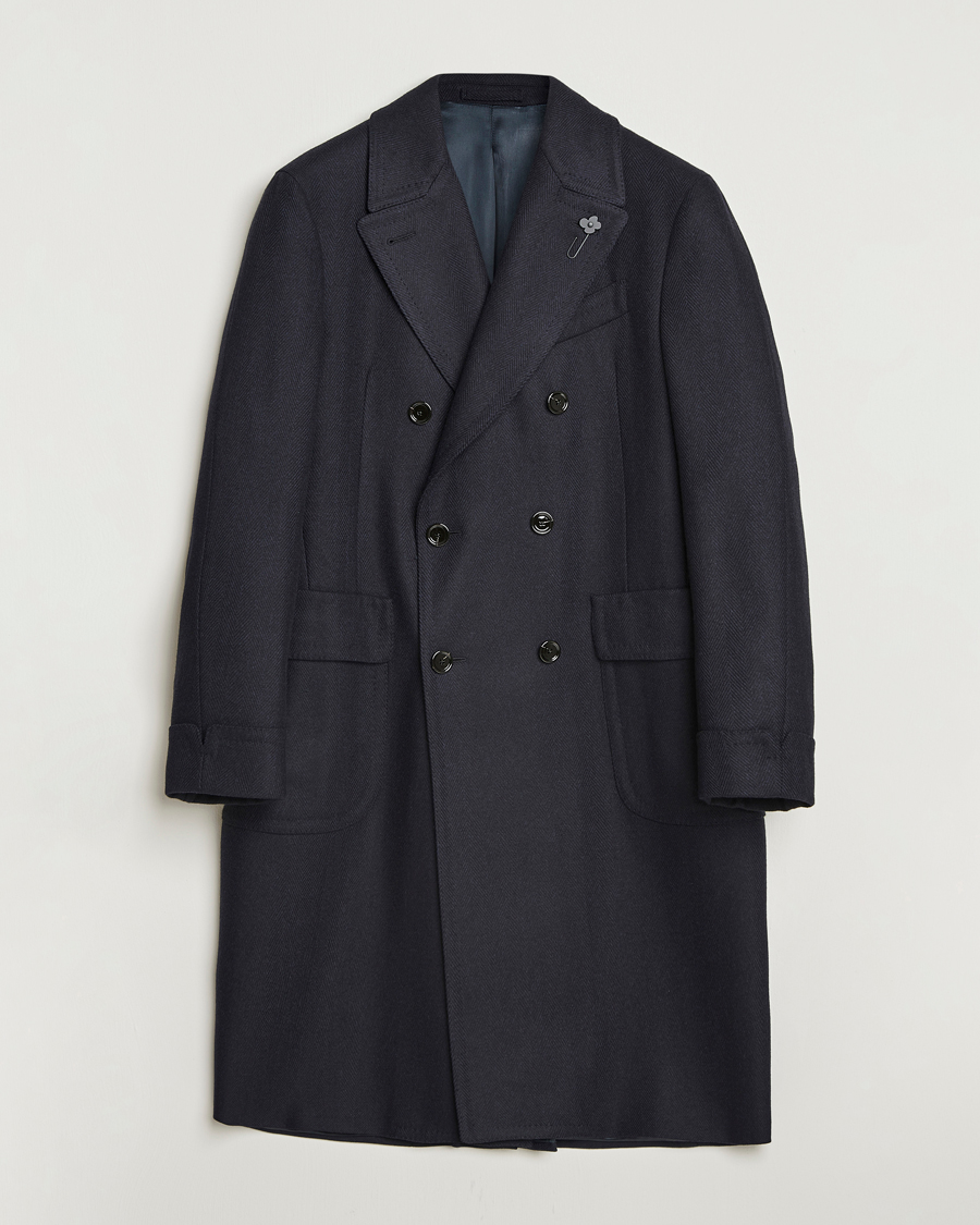 Heren | Jassen | Lardini | Wool/Cashmere Herringbone Coat Navy