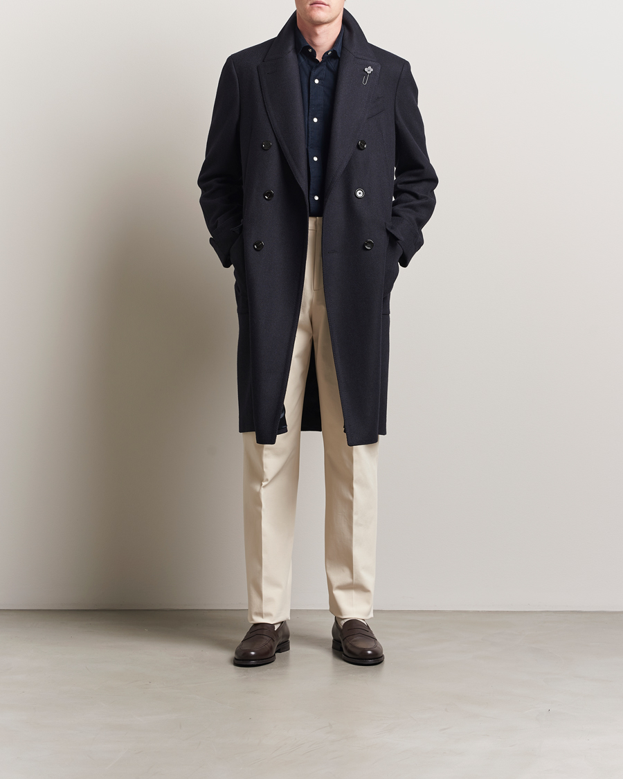 Heren | Jassen | Lardini | Wool/Cashmere Herringbone Coat Navy