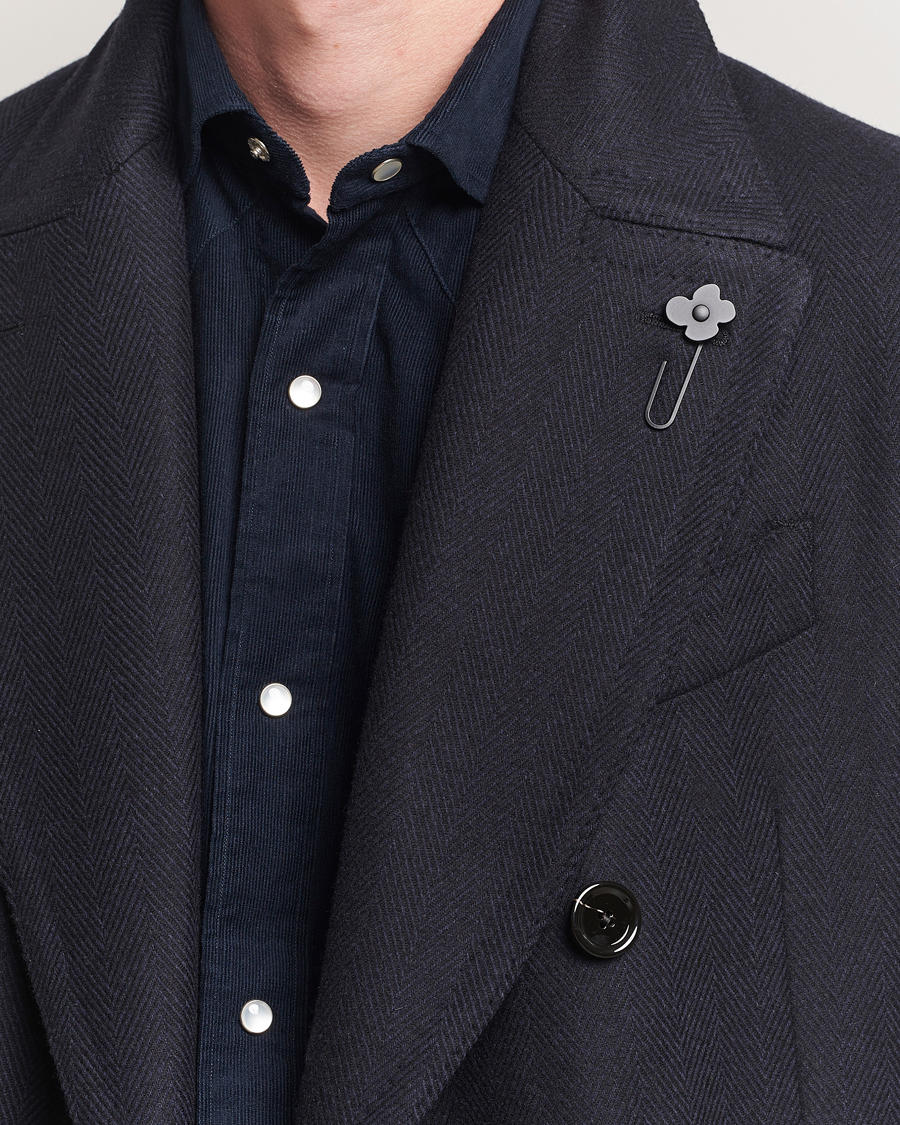 Heren | Jassen | Lardini | Wool/Cashmere Herringbone Coat Navy