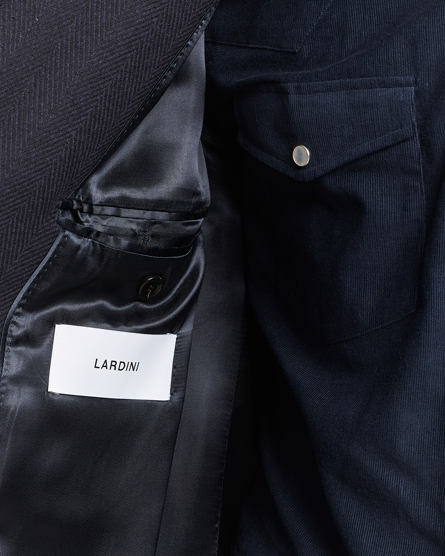 Heren | Jassen | Lardini | Wool/Cashmere Herringbone Coat Navy