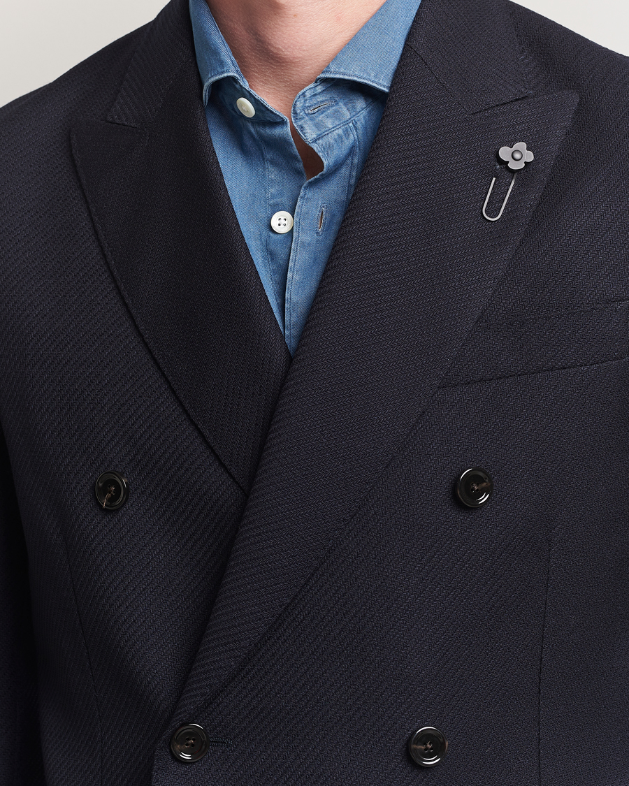 Heren | Blazers | Lardini | Double Breasted Twisted Wool Blazer Navy