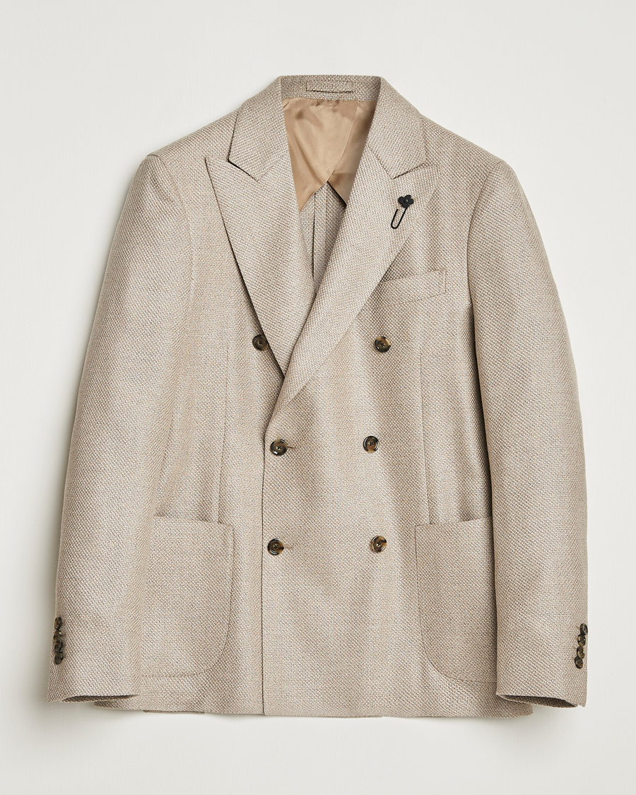 Heren | Blazers | Lardini | Double Breasted Wool/Silk/Cashmere Blazer Beige