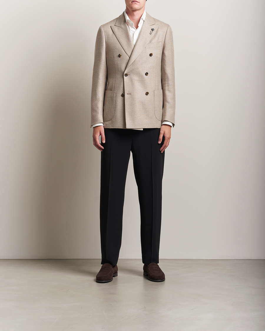 Heren | Blazers | Lardini | Double Breasted Wool/Silk/Cashmere Blazer Beige